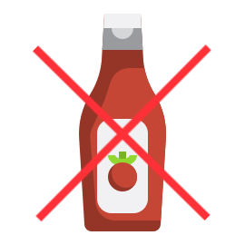 2d icon of a ketchup bottle with a red x on it